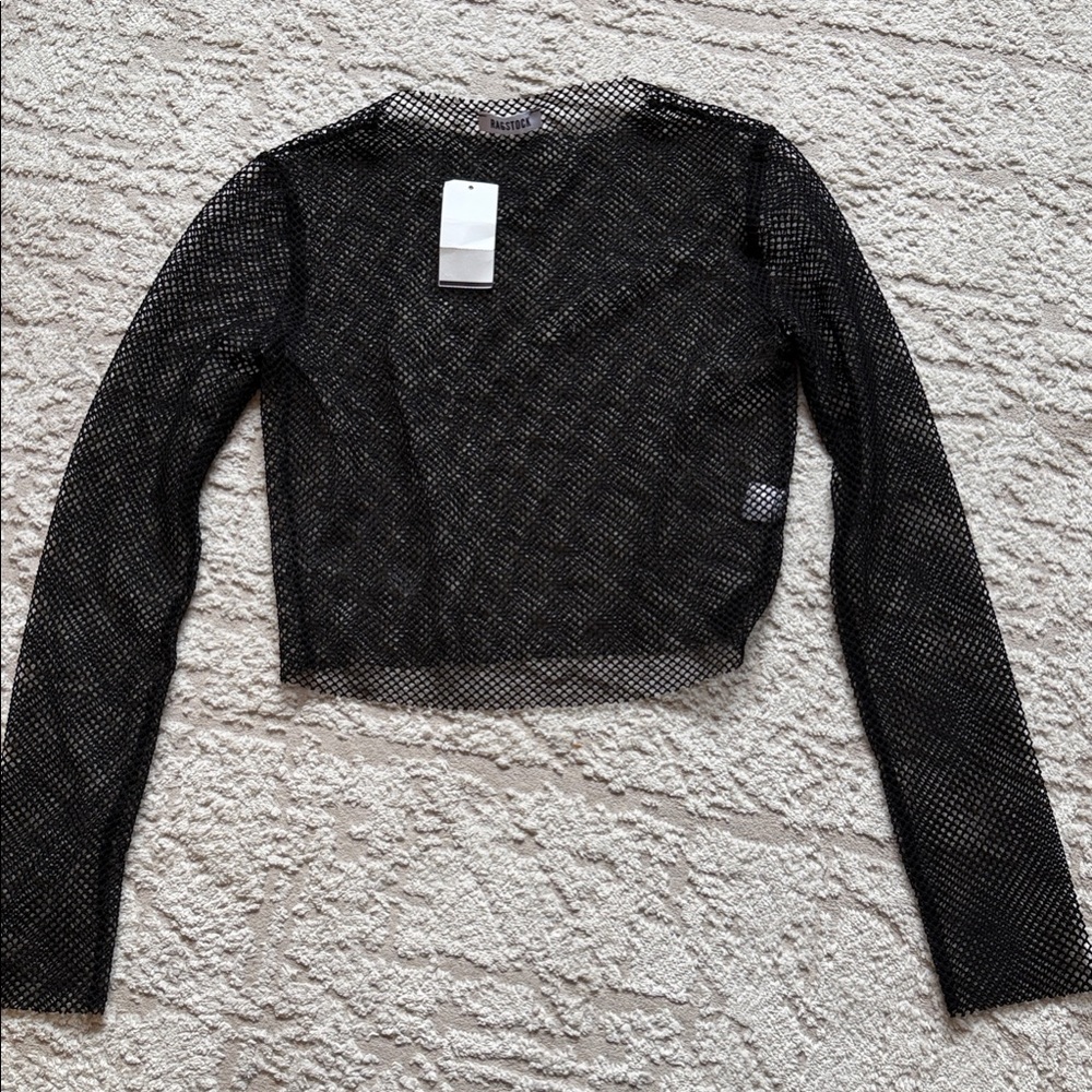 Elegant Black Mesh Crop Top